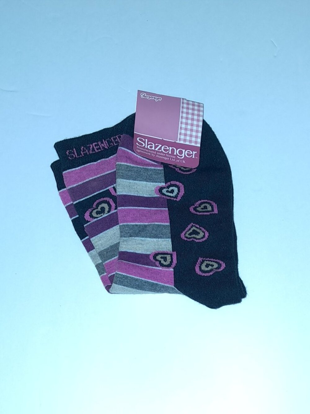 NWT Slazenger Crew Socks Hearts & Stripes